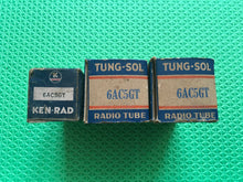 Load image into Gallery viewer, 3 US-Made 6AC5 6AC5GT Vacuum Tubes Valves Black And Silver Glass NOS NIB Lot Of Three