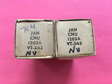Load image into Gallery viewer, 2 National Union NU JANCNU1203A VT243 7C4 Vacuum Tubes NOS NIB Milspec Lot Of Two
