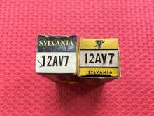 Load image into Gallery viewer, Matched Pair Sylvania 12AV7 Vacuum Tubes Valves Black Plate NOS NIB