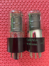Load image into Gallery viewer, Matched Pair Sylvania 6V6 6V6GT Vacuum Tubes Valves Black Plates Clear Bottles NOS-Testing