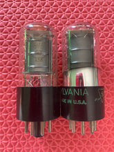 Load image into Gallery viewer, Matched Pair Sylvania 6V6 6V6GT Vacuum Tubes Valves Black Plates Clear Bottles NOS-Testing