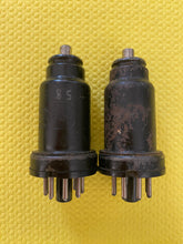 Load image into Gallery viewer, Matched Pair RCA-Cunningham 6J7 Vacuum Tubes Valves Engraved Bottles