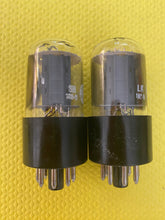 Load image into Gallery viewer, Matched Pair General Electric GE 6SN7 6SN7GTB Vacuum Tubes Valves Copper Support Rods Top Filament