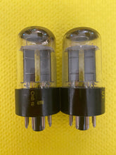 Load image into Gallery viewer, Matched Pair Sylvania 6SN7 6SN7GTB Vacuum Tubes Valves Black Wing Plate Silver Top NOS NIB