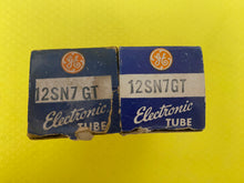 Load image into Gallery viewer, Matched Pair Canadian General Electric 12SN7 12SN7GT Vacuum Tubes Valves Black Plate NOS NIB
