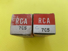 Load image into Gallery viewer, Matched Pair RCA 7C5 Vacuum Tubes Gray And Silver Glass NOS NIB