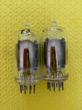 Load image into Gallery viewer, Matched Pair RCA Clear Top 7AU7 Vacuum Tubes NOS NIB 6SN7 Substitute With Adapters