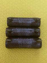 Load image into Gallery viewer, 3 Ohmite 15 Ohm 25 Watt Wire-Wound Precision Resistors NOS NIB Lot Of Three