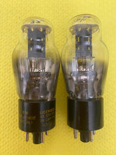 Load image into Gallery viewer, Matched Pair General Electric GE 6P5 6P5G Vacuum Tubes Valves Black Plates Foil Getters Shoulder ST Shape