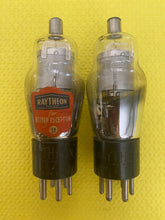 Load image into Gallery viewer, Matched Pair Raytheon Number / Type 77 #77 Vacuum Tubes Engraved / Stamped Base Mesh Plate Variety