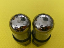 Load image into Gallery viewer, Matched Pair Sylvania 6SN7 6SN7GTB Vacuum Tubes Valves Black Wing Plate Silver Top Phono Grade