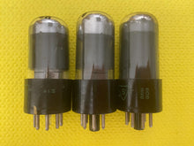 Load image into Gallery viewer, 3 Sylvania 25L6 25L6GT Vacuum Tubes Valves Tall Base Gray And Silver Bottles Lot Of Three