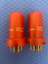 Load image into Gallery viewer, Matched Pair General Electric GE 5693 6SJ7 Vacuum Tubes Valves Red Bottle