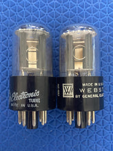 Load image into Gallery viewer, Matched Pair General Electric GE 6SN7 6SN7GTB Vacuum Tubes Valves Copper Support Rods NOS NIB
