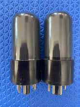 Load image into Gallery viewer, Matched Pair Sylvania 6V6 6V6GT Gray And Silver Bottle Silver Top Vacuum Tubes