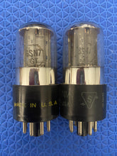 Load image into Gallery viewer, Matched Pair Sylvania 6SN7 6SN7GT Vacuum Tubes Valves Black Ladder Plates
