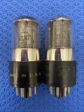 Load image into Gallery viewer, Matched Pair Sylvania 6SN7 6SN7GT Vacuum Tubes Black Ladder Plates