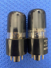 Load image into Gallery viewer, Matched Pair National Union NU Black Glass 6SN7 6SN7GT Vacuum Tubes Valves