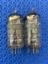Load image into Gallery viewer, Matched Pair Philips Miniwatt PCF80 9U8 Vacuum Tubes Valves