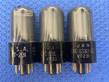 Load image into Gallery viewer, 3 RCA JAN-CRC-6SN7GT VT231 Vacuum Tubes Valves Gray Glass Milspec Lot Of Three