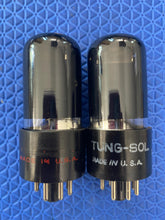 Load image into Gallery viewer, Matched Pair Tung-Sol 6V6 6V6GT Vacuum Tubes Valves Black And Silver Glass NOS-Testing