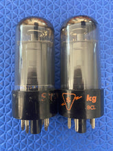 Load image into Gallery viewer, Matched Pair Sylvania 6V6 6V6GT Light Gray And Silver Bottle Silver Top Vacuum Tubes