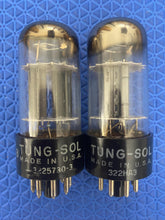 Load image into Gallery viewer, Matched Pair Tung-Sol 6SN7 6SN7GTB Vacuum Tubes Valves Silver Top Tall Bottle Winged Plate