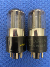 Load image into Gallery viewer, Matched Pair Sylvania 6SN7 6SN7GT Vacuum Tubes Black Ladder Plates