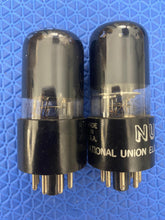 Load image into Gallery viewer, Matched Pair National Union NU Black Glass 6SN7 6SN7GT Vacuum Tubes Valves
