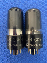 Load image into Gallery viewer, Matched Pair Ken-Rad JAN-CKR-6V6-GT VT107A 6V6 6V6GT Vacuum Tubes Valves Milspec Black Glass