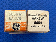 Load image into Gallery viewer, Matched Pair General Electric 5654 5654W 6AK5 6J1 6J2 Milspec Industrial Vacuum Tubes Valves NOS NIB