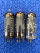 Load image into Gallery viewer, 3 RCA Black Plate 6CG7 6FQ7 Vacuum Tubes With Shields Lot Of Three