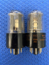 Load image into Gallery viewer, Matched Pair General Electric GE 6SN7 6SN7GTB Vacuum Tubes Valves Copper Support Rods NOS NIB