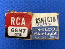 Load image into Gallery viewer, Matched Pair General Electric GE 6SN7 6SN7GTB Vacuum Tubes Valves Copper Support Rods NOS NIB