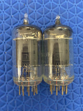 Load image into Gallery viewer, Matched Pair RCA Black Plate 12AU7 ECC82 Vacuum Tubes Valves 17MM Long Plate Slant D Getter Early Production