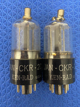 Load image into Gallery viewer, Matched Pair Ken-Rad 2C22 JANCKR2C22 7193 Vacuum Tubes Valves Milspec Black Plate NOS NIB