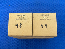Load image into Gallery viewer, Matched Pair Ken-Rad 2C22 JANCKR2C22 7193 Vacuum Tubes Valves Milspec Black Plate NOS NIB
