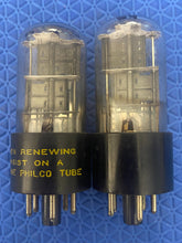 Load image into Gallery viewer, Matched Pair Sylvania 6X5 6X5GT Black Plate Vacuum Tubes Valves Rectifiers