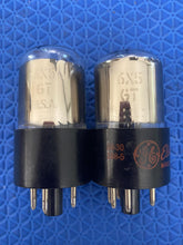 Load image into Gallery viewer, Matched Pair General Electric GE 6X5 6X5GT Black Plate Vacuum Tubes Valves Rectifiers
