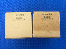 Load image into Gallery viewer, Matched Pair Ken-Rad 2C22 JANCKR2C22 7193 Vacuum Tubes Valves Milspec Black Plate NOS NIB