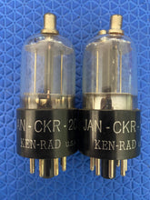 Load image into Gallery viewer, Matched Pair Ken-Rad 2C22 JANCKR2C22 7193 Vacuum Tubes Valves Milspec Black Plate NOS NIB