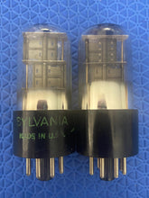 Load image into Gallery viewer, Matched Pair Sylvania 6X5 6X5GT Black Plate Vacuum Tubes Valves Rectifiers