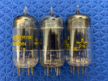 Load image into Gallery viewer, 3 Westinghouse 12AU7 12AU7A ECC82 Black Plate Vacuum Tubes Valves Lot Of Three