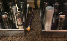 Load image into Gallery viewer, Matched Pair Sylvania 6SN7 6SN7GTA Vacuum Tubes Valves Black Wing Plate Silver Top Chrome Dome NOS-Testing