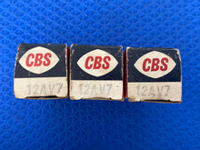 Load image into Gallery viewer, 3 CBS Black Plate 12AV7 Vacuum Tubes Valves NOS NIB Lot Of Three