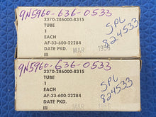 Load image into Gallery viewer, Matched Pair General Electric GE 6V6 6V6GT Vacuum Tubes Valves Copper Support Rods Black Plates Silver Tops Clear Bottles NOS NIB