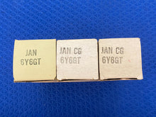 Load image into Gallery viewer, 3 General Electric GE Milspec 6Y6 JAN6Y6GT Vacuum Tubes Valves Black Plate NOS NIB Lot Of Three