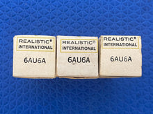 Load image into Gallery viewer, 3 Realistic Radio Shack 6AU6 6AU6A Vacuum Tubes Valves Gold Pins NOS NIB Lot Of Three