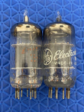 Load image into Gallery viewer, Matched Pair General Electric GE 12AU7 12AU7A ECC82 Vacuum Tubes Copper Support Rods