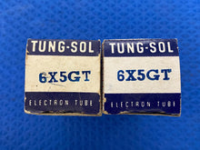 Load image into Gallery viewer, Matched Pair Tung-Sol 6X5 6X5GT Black Plate Vacuum Tubes Valves Rectifiers NOS NIB